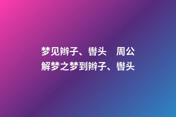 梦见辫子、辔头　周公解梦之梦到辫子、辔头